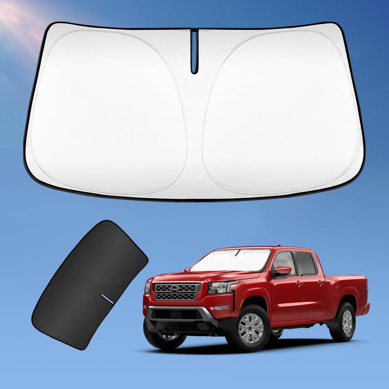 UKTOP Sun Shade Sunshade for Nissan Frontier 2022-2024 2025 2026 Windshield Cover, 4-Layers Sun Shield 240T Silver Sun Visor Foldable Front Window Shade Blocks UV Rays Car Accessories - Image 1